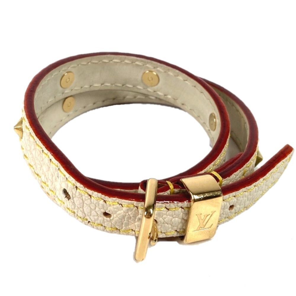 LOUIS VUITTON M91846 Suhali Brass Les Double Tours Bracelet, Women's, Leather...